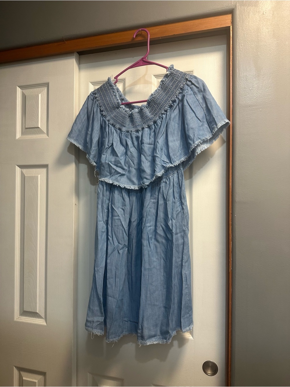 Somedays Lovin Light Blue Off-the-Shoulder Ruffle Dress